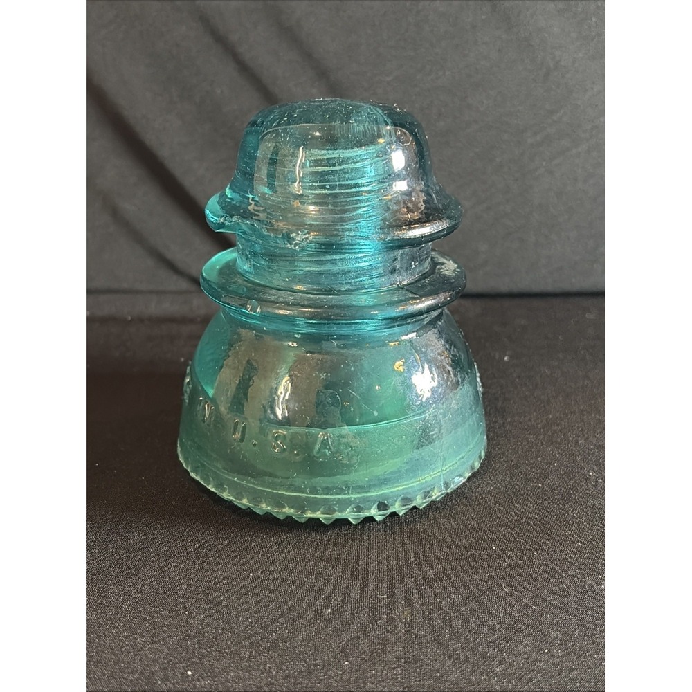 Antique Glass Insulator HEMINGRAY 42 Aqua/Blue/Green/Teal